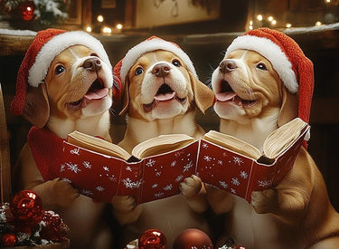 Christmas Caroling Puppies Puzzle Delight | MakeYourPuzzles